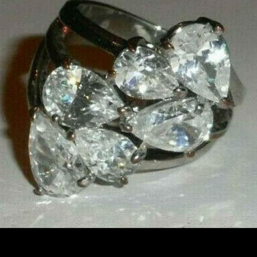 Vintage Cluster Pear CZ Ring Size 7